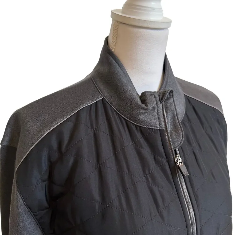 Callaway Jacket Men's Size Large Black Gray Full Zip Pockets Golf Quilted